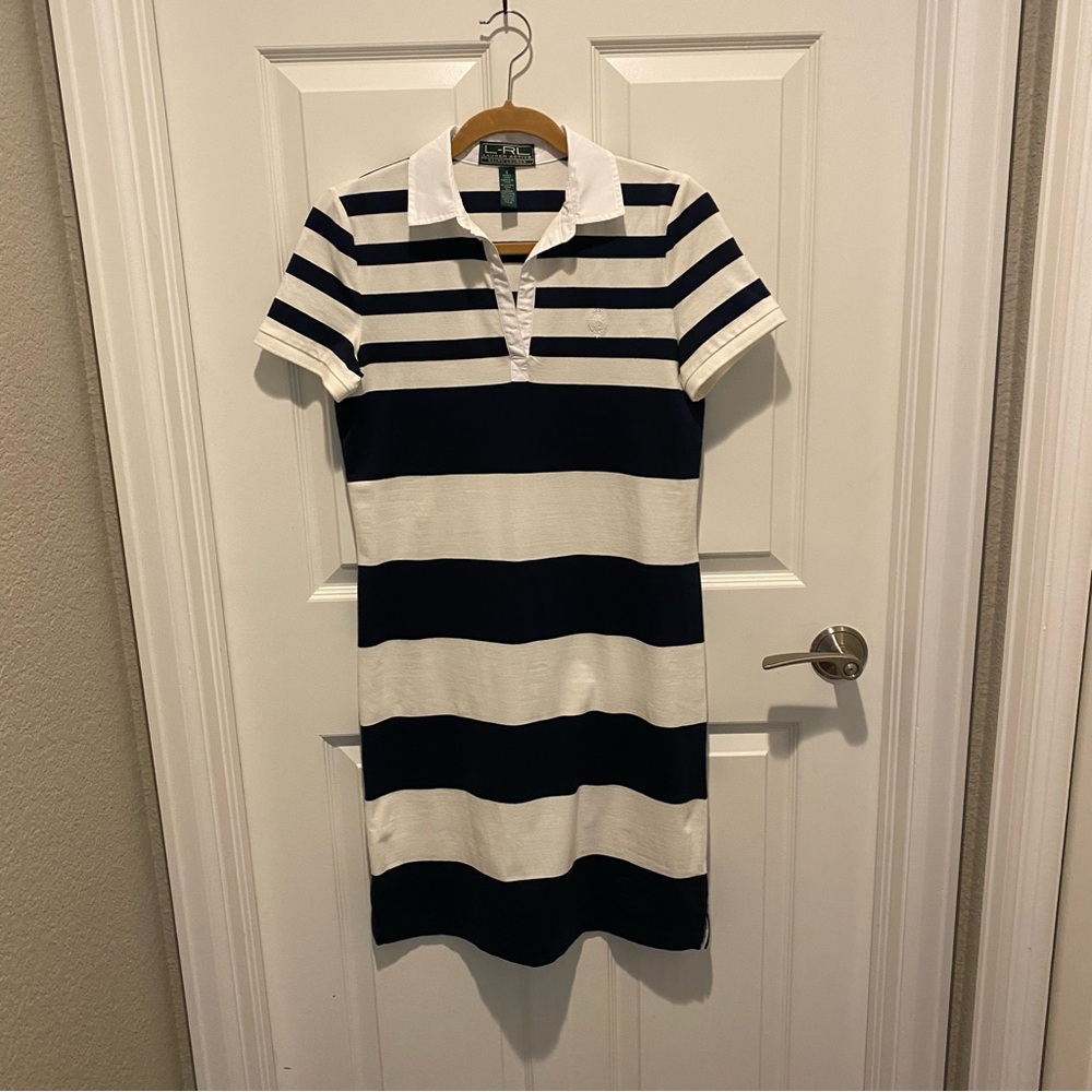 Lauren Ralph Lauren Navy and White Striped Polo Dress